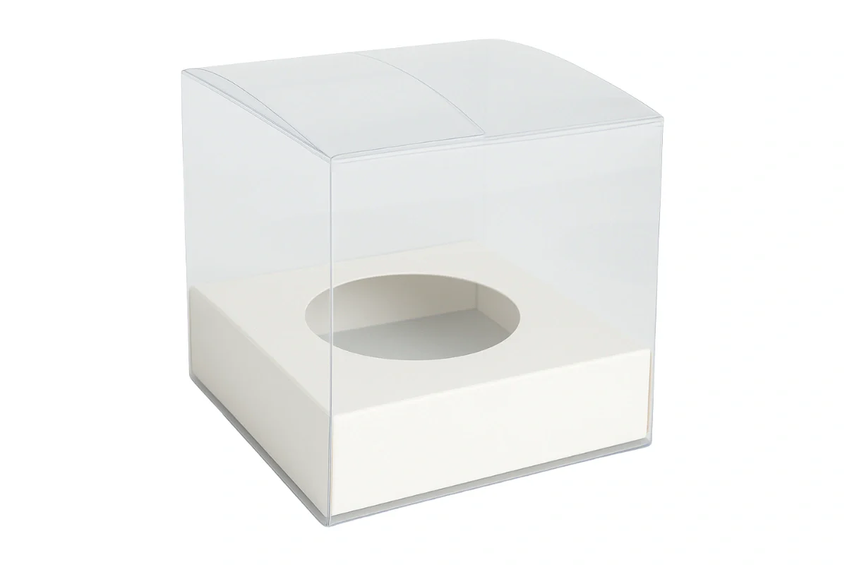 Clear 1 Single Cupcake Box with White Base - Iconic Cake Art