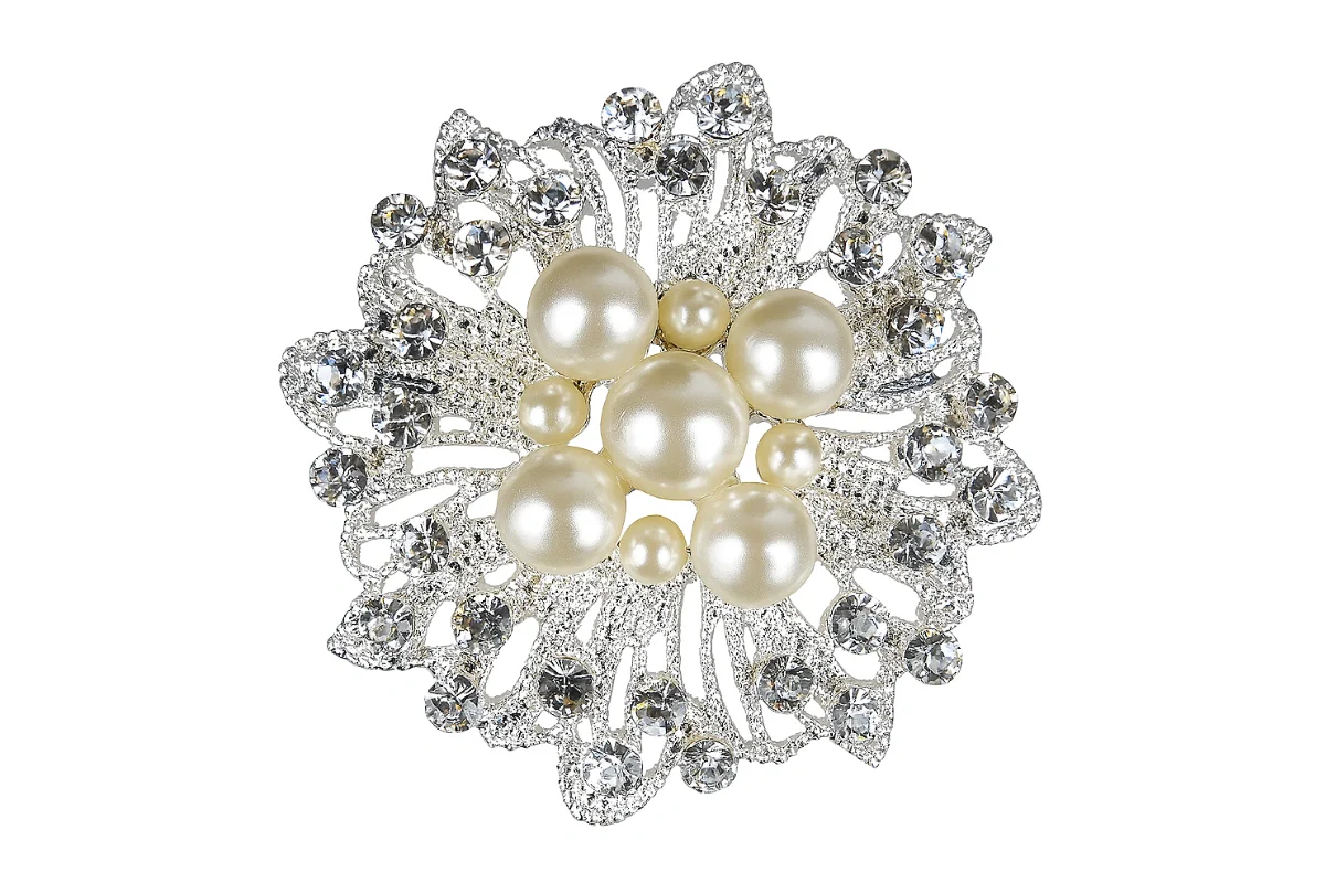 Clear Stylish A-Grade Pearls Type 2 - Crystal Rhinestone Brooch Buckle - Iconic Cake Art