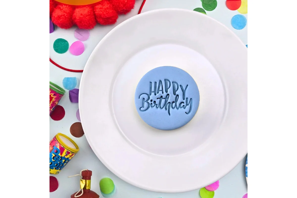 Happy Birthday Embosser 40mm - Custom Cookie Cutters