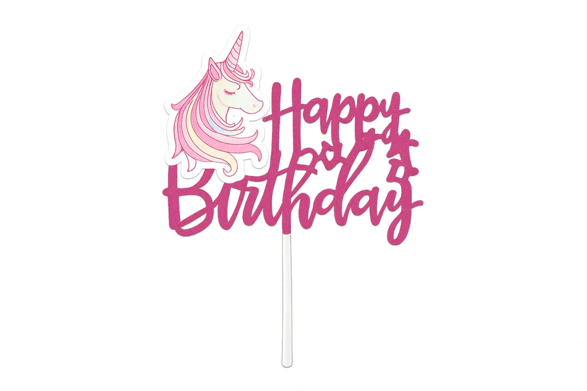 Happy Birthday - Unicorn Rose - Glitter - Cake Topper - Iconic Cake Art - Image 3