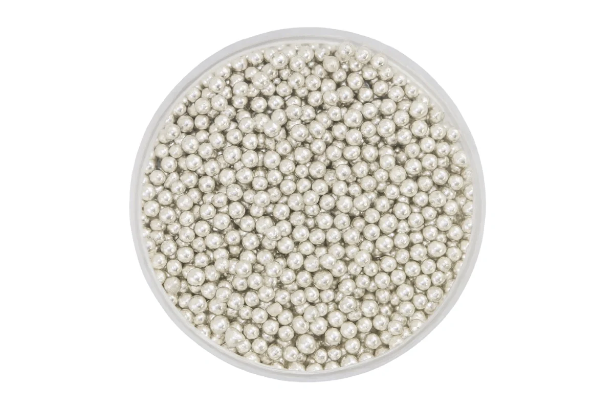 Metallic Silver 2mm Pearls 100g - Iconic Sprinkles