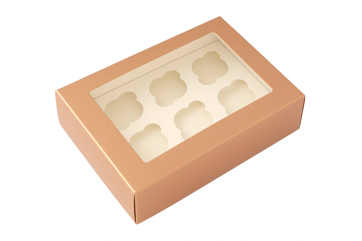 Rose Gold 6 Cupcake Box - Iconic Cake Art
