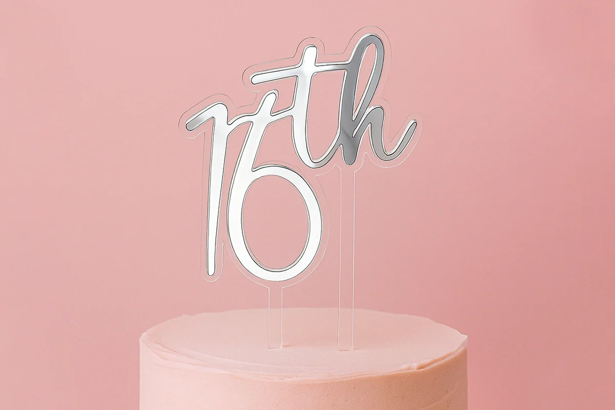 Silver 16th Birthday Topper - Iconic Cake Art