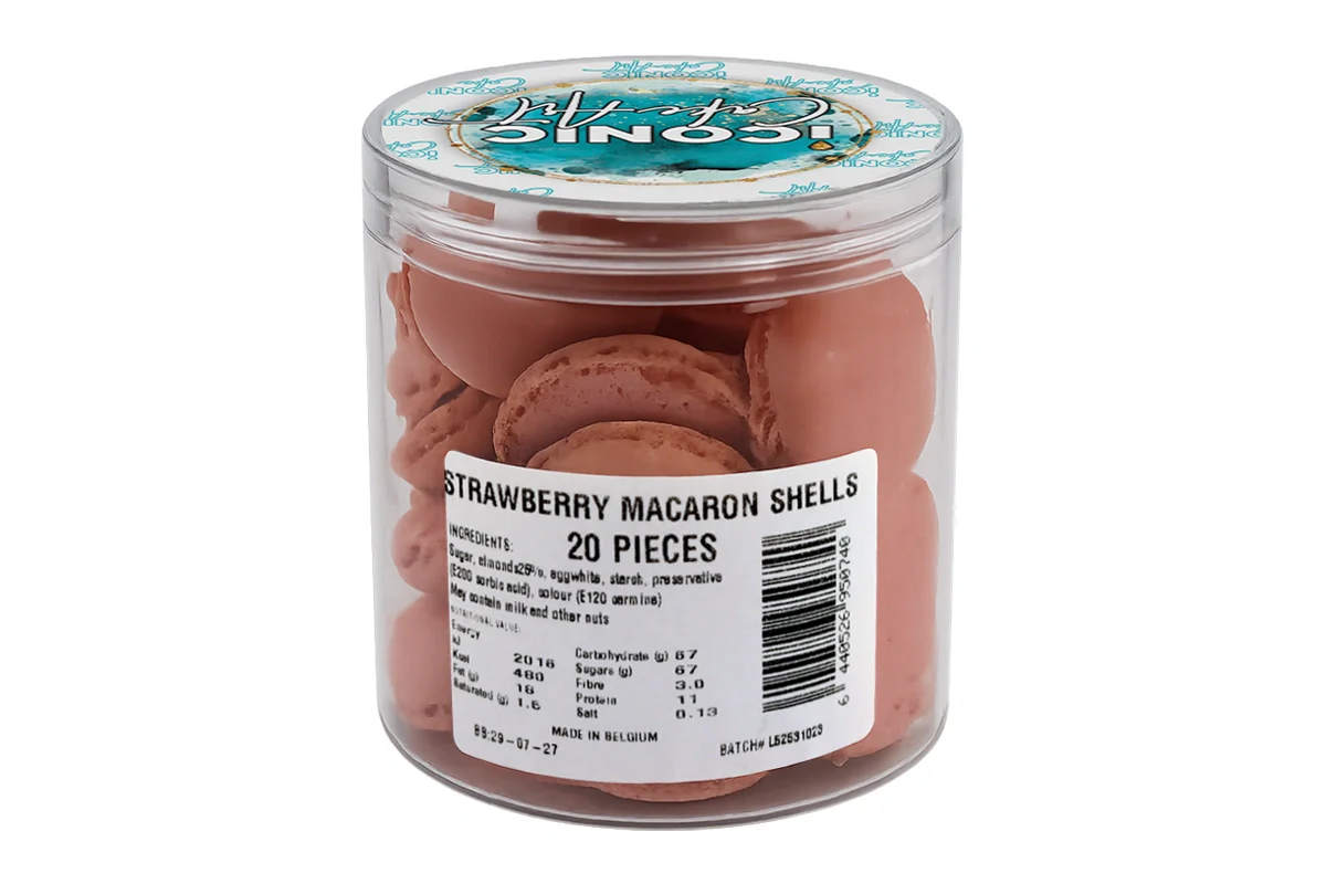 Strawberry Coloured Macaron Shells (20 Pack) - Iconic Cake Art - Image 2