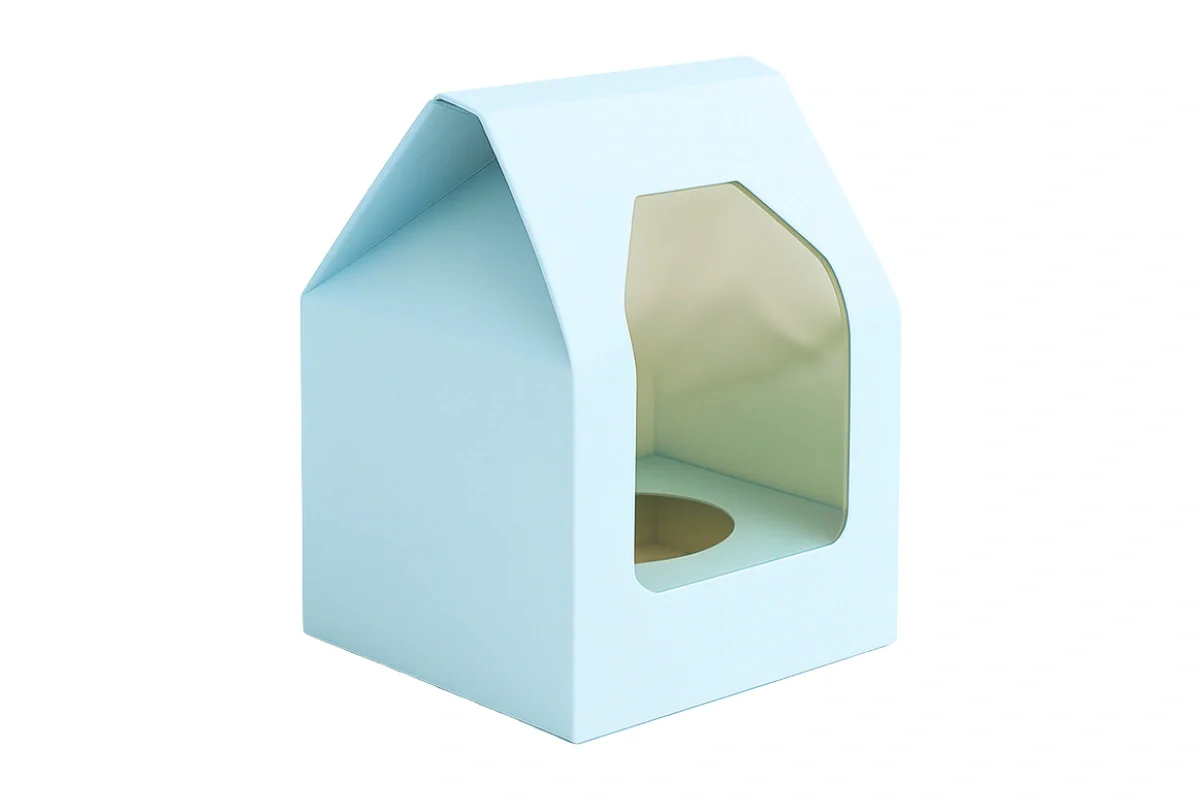 White 1 Single Blue Cupcake Box with Base - Iconic Cake Art