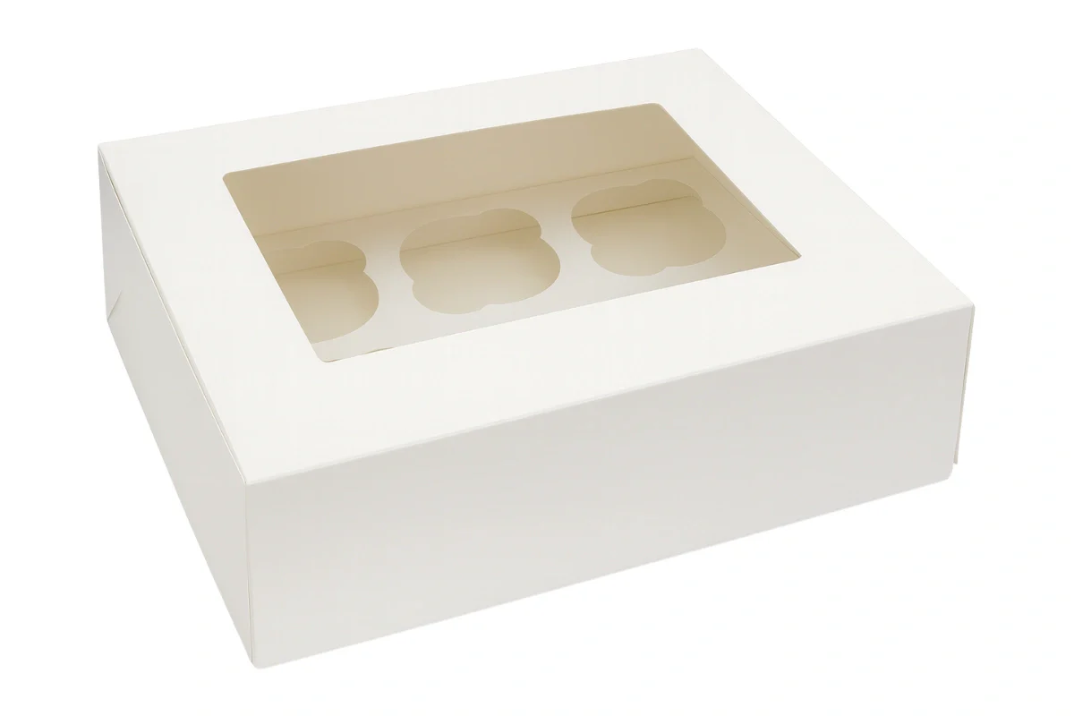White 6 Holds Cupcake Box with Base - Iconic Cake Art