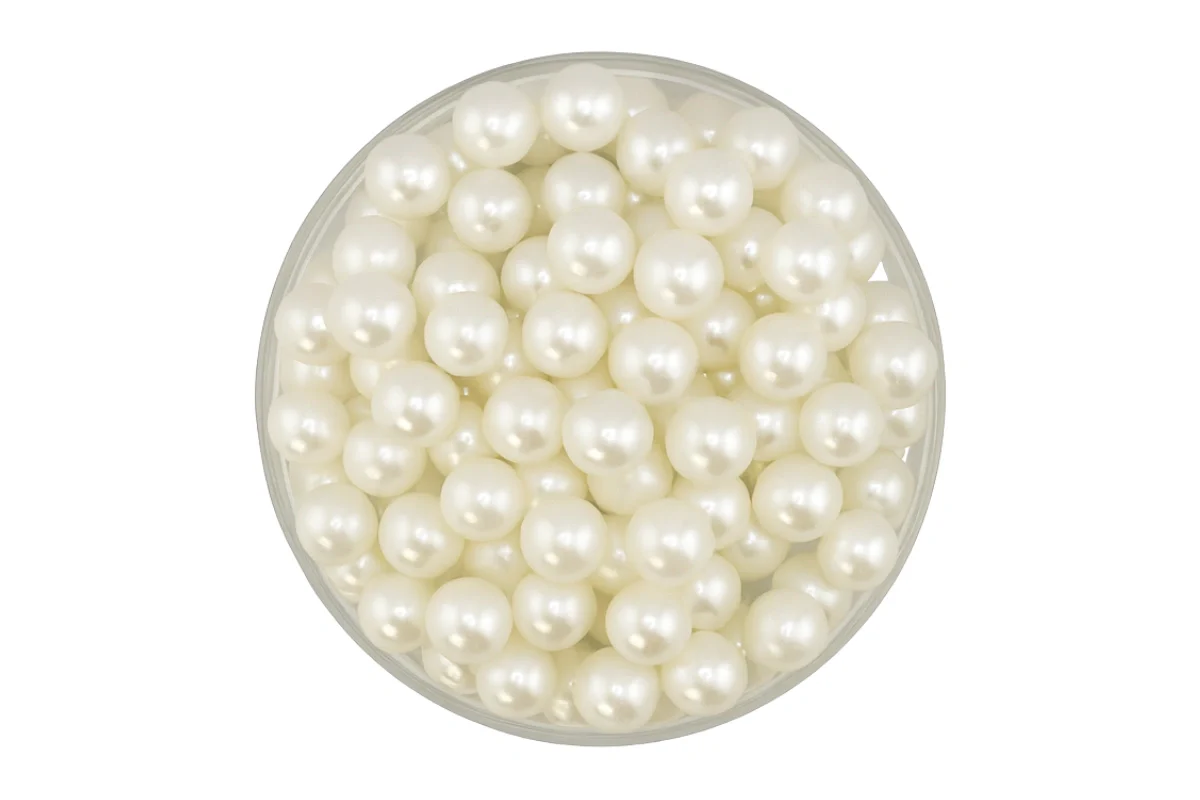 White 8mm Pearl Cachous 30g - Iconic Sprinkles