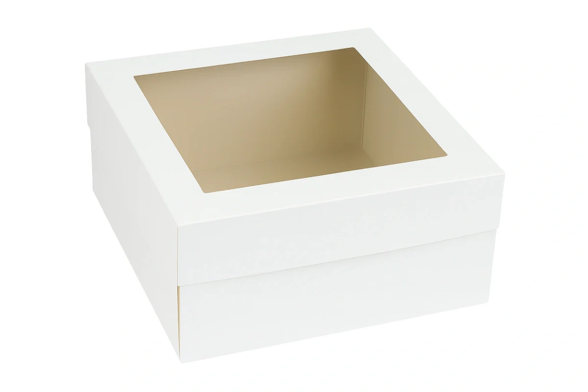 White Cake Box with Window 14 Inch x 14 Inch x 6 Inch - Iconic Cake Art