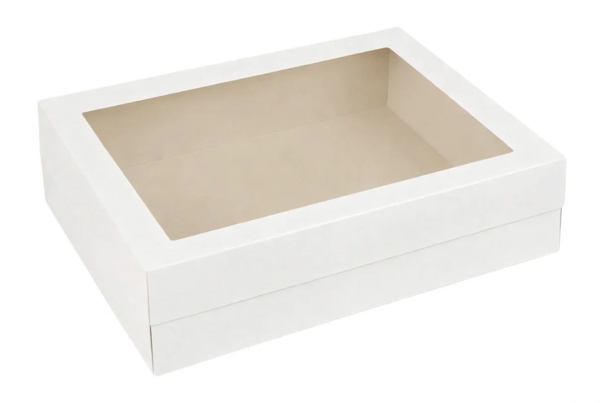 White Rectangle Cake Box with Window 14 Inch x 18 Inch x 6 Inch - Iconic Cake Art