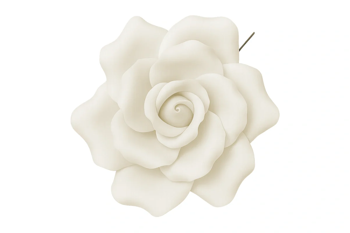White Single Curled Rose Large - Sweet Sugar Flowers